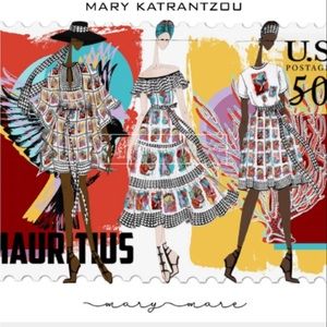 Mary Katrantzou - Cannes Postage Stamp Print Dress - Black